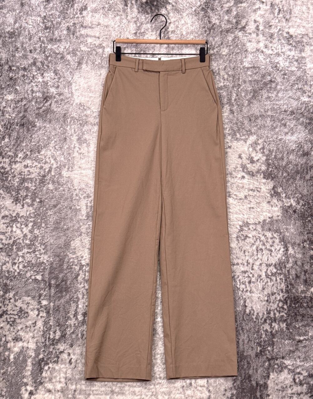 Aritzia Agency Pants 2 Womens Babaton City Wool Twill Taupe Brown Trouser